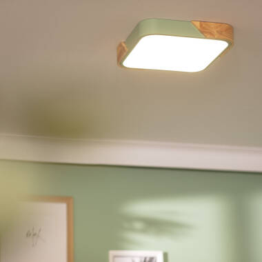 Afbeelding van Plafondlamp LED 18W Vierkant Hout 325x325 mm CCT Selecteerbaar Selecteerbare Semi-Dari
