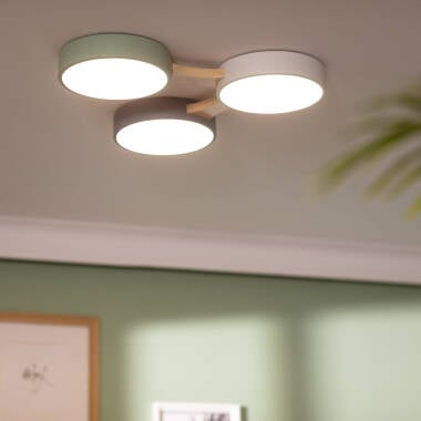 Afbeelding van LED Plafondlamp 30W Hout en Aluminium CCT Selecteerbaar Sams