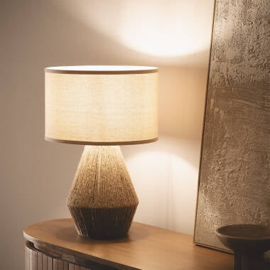 Image de Lampe à Poser Corde de Coton et Lin Dione 
