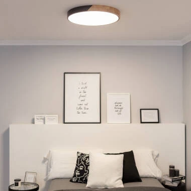 Image of Semi-Dari Round 36W Wood CCT Selectable LED Ceiling Light Ø500 mm