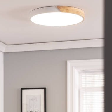 Afbeelding van Plafondlamp LED 36W Rond Hout en Aluminium Ø500 mm CCT Selecteerbaar Semi-Dari