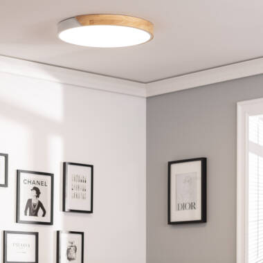 Afbeelding van Plafondlamp LED 36W Rond Hout en Aluminium Ø500 mm CCT Selecteerbaar Semi-Dari