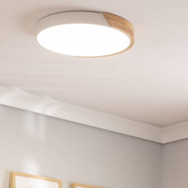 Afbeelding van Plafondlamp LED 24 W Rond Hout en aluminium Ø418mm CCT Selecteerbaar Semi-Dari