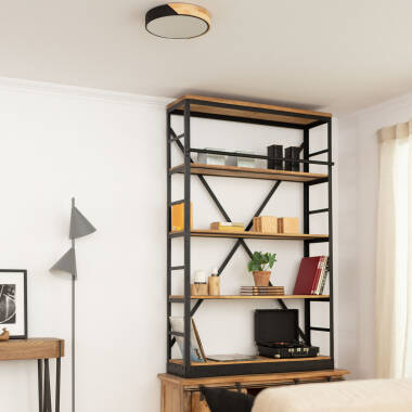 Immagine di Plafoniera LED Circolare da 18 W in Legno e Alluminio, Ø 320 mm, CCT Selezionabile, Semi-Dari
