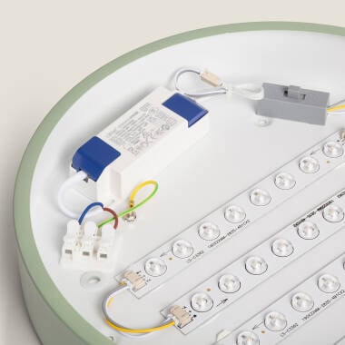 Immagine di Plafoniera LED Circolare da 18 W in Legno e Alluminio, Ø 320 mm, CCT Selezionabile, Semi-Dari