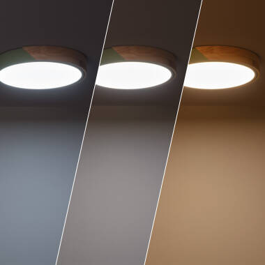 Bild von LED-Deckenleuchte 18W Rund Holz Ø320 CCT WählbarSemi-Dari