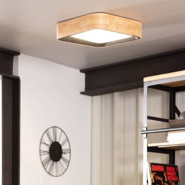 Bild von LED-Deckenleuchte 15W Eckig Holz 370x370 mm CCT Wählbar Dari