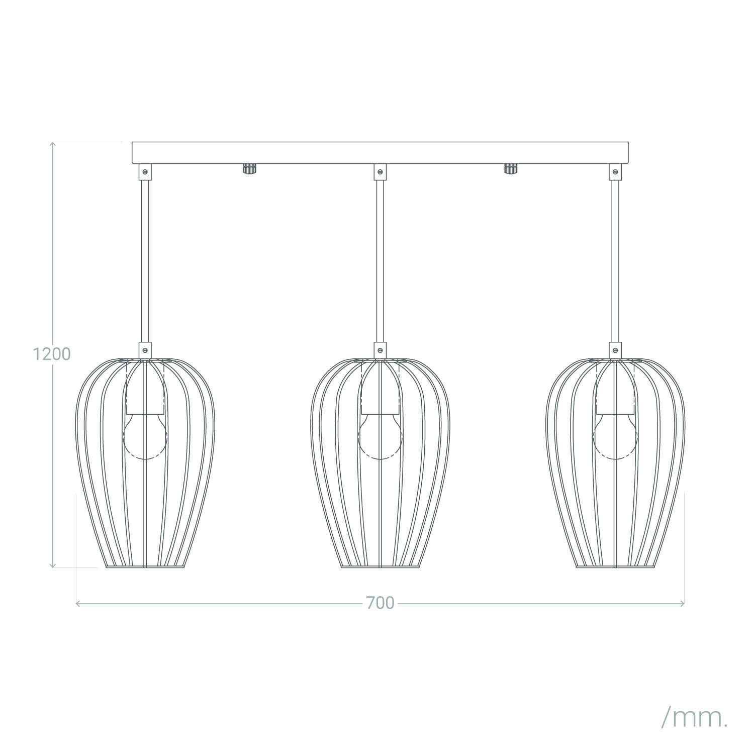Lampa Wisząca Metalowa Telmi 3 Reflektory - widok 3