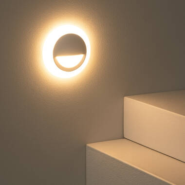 Immagine di Segnapasso LED 3W Incasso a Parete Circolare Bianco Occulare