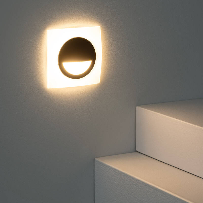 Image of Occulare 3W Square Recessed LED Wall Light Black
