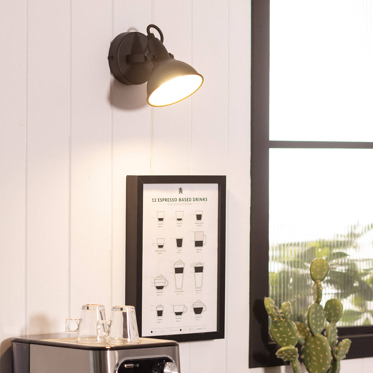 Lampa Ścienna Nastawna Aluminiowa 1 Reflektor Emer Czarna - widok 2