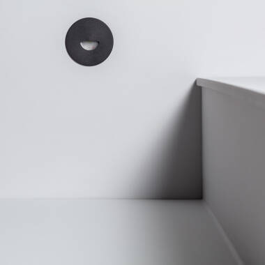Image de Balise Murale Extérieure LED 2W Encastrable Aluminium Ronde Noir Guell