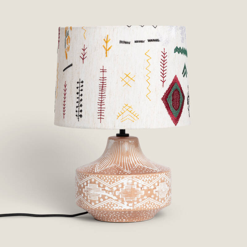 Bild von [SK] Lámpara de Mesa en Tela y Madera Agra