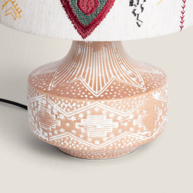 Bild von [SK] Lámpara de Mesa en Tela y Madera Agra