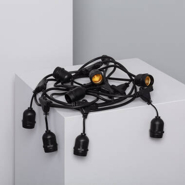 Girlande Aussen mit 8 E27 Lampenfassungen 5.5m Schwarz IP65