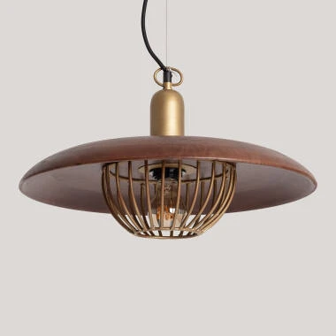 Lampada a Sospensione Metallo e Legno Alika ILUZZIA