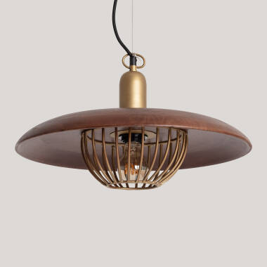 Pendelleuchte aus Metall und Holz Alika ILUZZIA