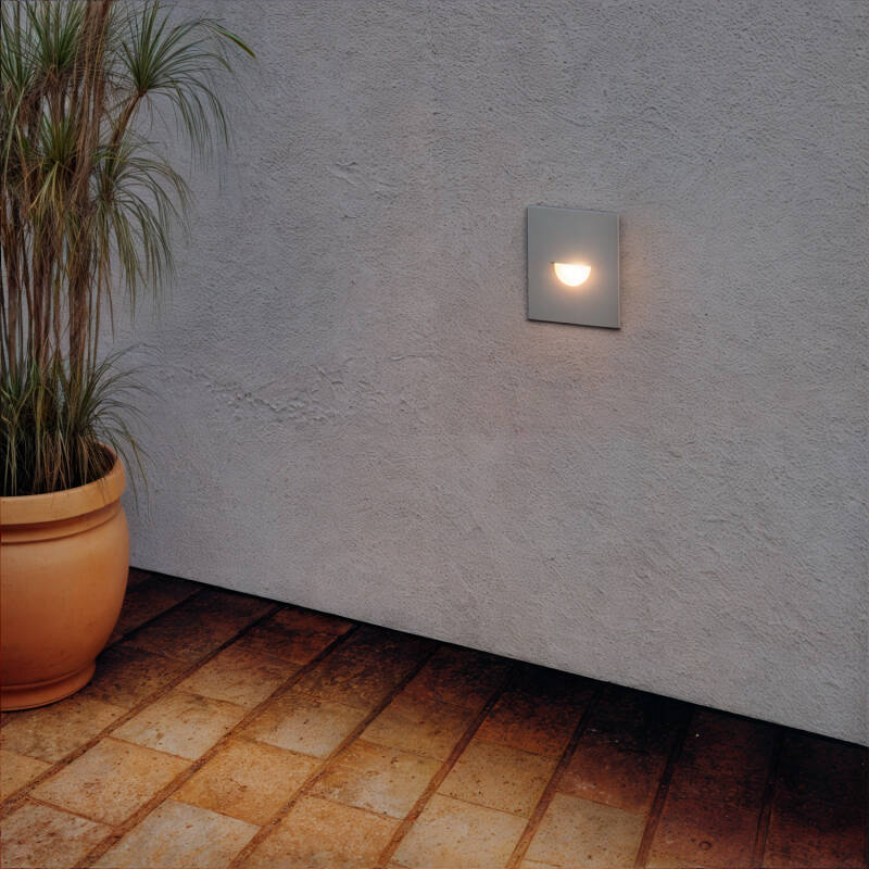 Image de Balise Murale Extérieure LED 2W Encastrable Aluminium Carrée Blanche Guell