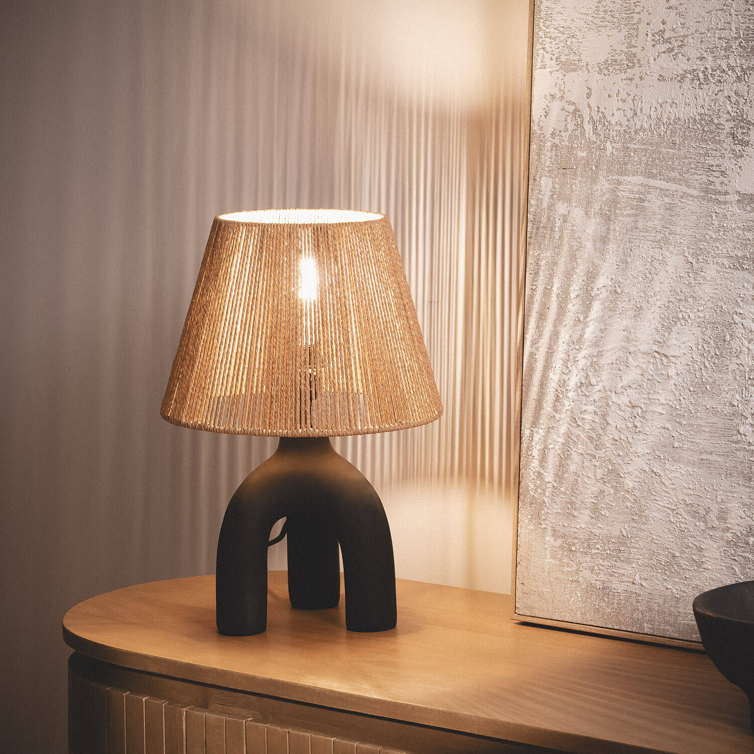 Lampa Stołowa z Plecionego Papieru i Żywicy Otilia