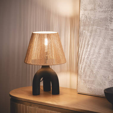 Lampe à Poser Papier Tressé et Résine Otilia