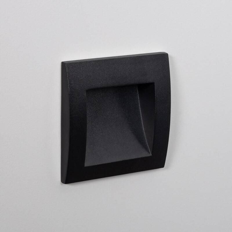 Image de Balise Extérieure LED 4W Encastrable Aluminium Murale Carrée Noire Leif