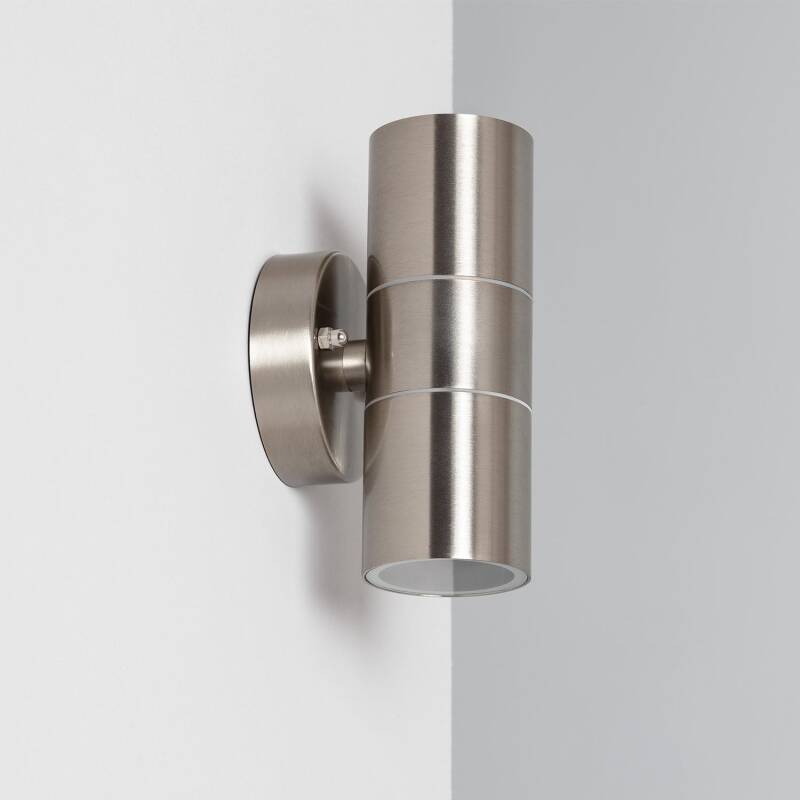 Immagine di Applique da Parete per Esterni Acciaio Inox Doppia Luce Satin