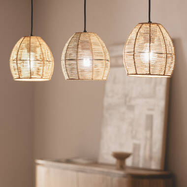 Image of Mahali Braided Paper Three Spotlight Pendant Lamp