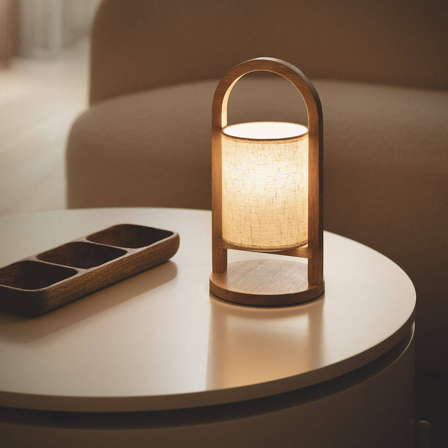 Lampa Stołowa LED 1W Przenośna z Drewna USB z Akumulatorem Fragosa