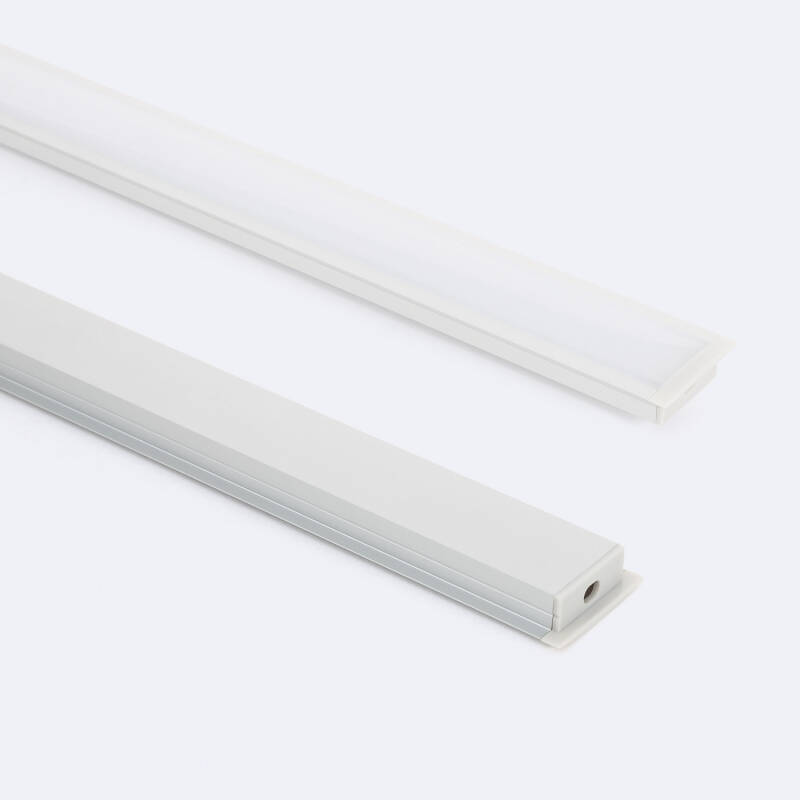Immagine di Profilo in Alluminio da Incasso con Coperchio Continuo per Doppia Striscia LED fino a 18 mm