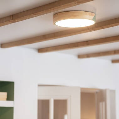 Semi-Dari Round 18W Wood CCT Selectable LED Ceiling Light Ø320 mm