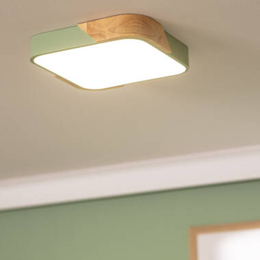 Afbeelding van Plafondlamp LED 18W Vierkant Hout 325x325 mm CCT Selecteerbaar Selecteerbare Semi-Dari