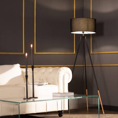 Afbeelding van Staande Lamp van Hout en Stof Kathathu