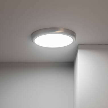 Image of 24W Silver Metal Round LED Surface Panel Ø300 mm