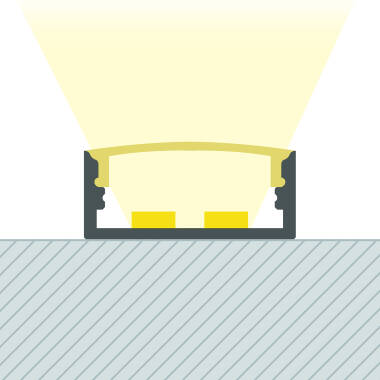 Profilé Aluminium en Saillie avec Capot Continu pour Double Ruban LED jusqu'à 20 mm