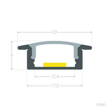 Bild von Aluminiumprofil Einbau für LED Streifen bis 12 mm mit durchgehender Abdeckung