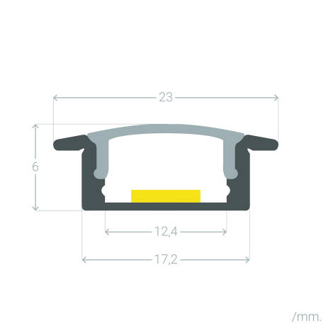 Bild von Aluminiumprofil Einbau für LED Streifen bis 12 mm mit durchgehender Abdeckung