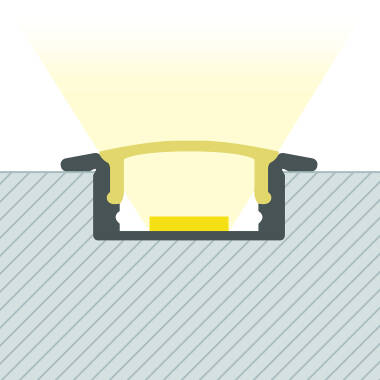Aluminium Recessed Profile with Continuous Cover for LED Strips up to 12mm