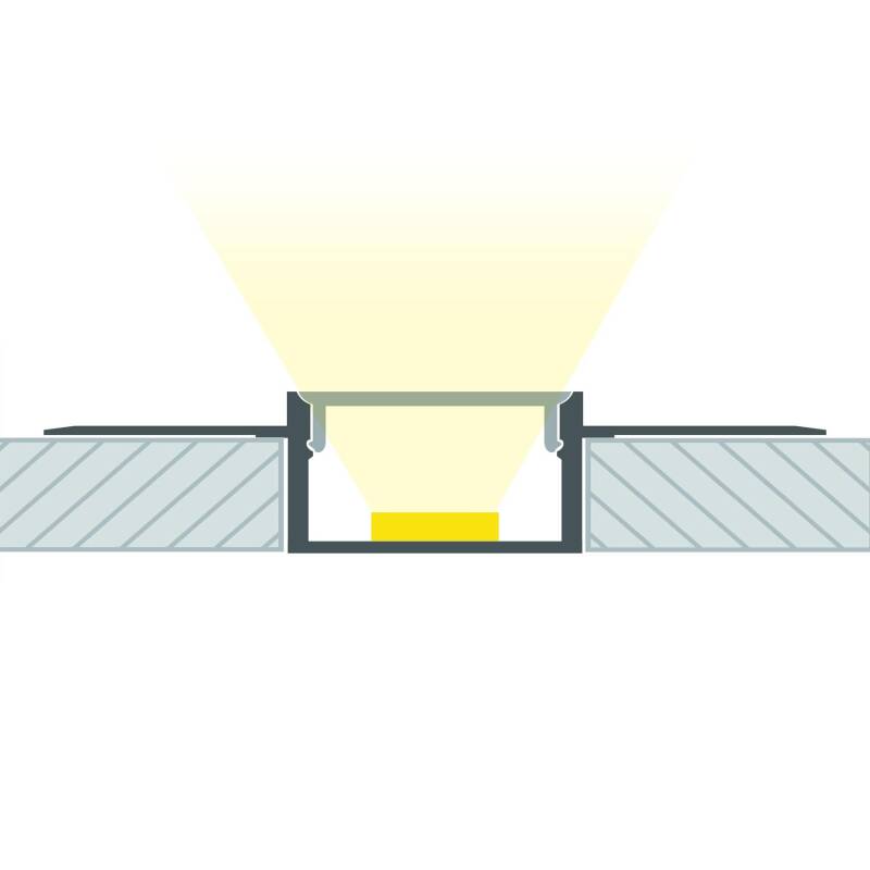 Immagine di Profilo Alluminio Incasso in Cartongesso per Striscia LED fino a 15mm con Coperchio Continuo