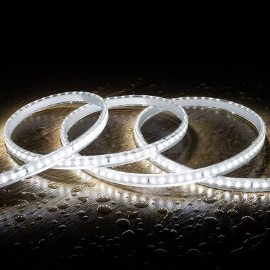 Striscia LED Regolabile 220V SMD 120 LED/m Bianco Freddo 8.5W/m 850lm/m Larga 12mm IP65 Taglio 20cm