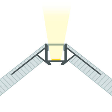 Aluminiumprofil mit durchgehender Abdeckung Integrierung in Gips/Pladur für Ecken Außenbereich LED Streifen bis8 mm