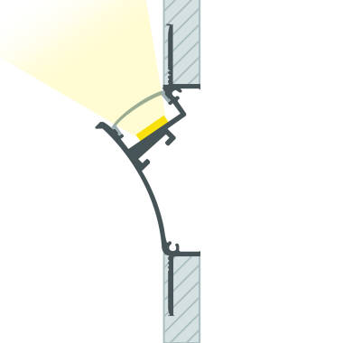 Aluminiumprofil mit durchgehender Abdeckung für Gips/Pladur für LED Streifen bis 20mm