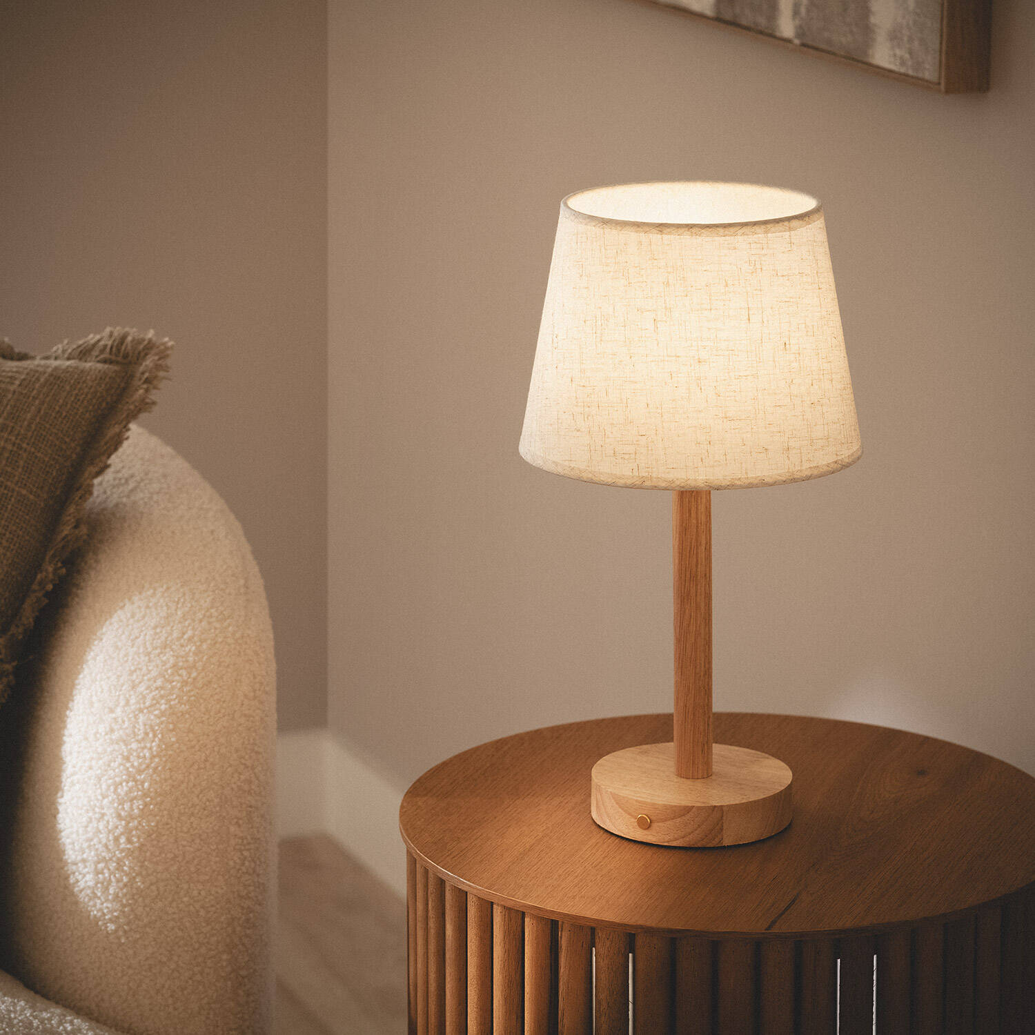 Lampa Stołowa LED 1W Przenośna z Drewna USB z Akumulatorem Rowy