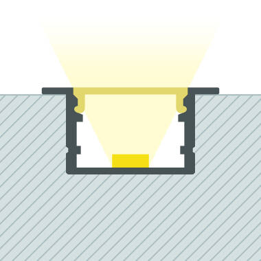 Recessed Aluminium Profile with Continuous Cover for LED Strip up to 25mm