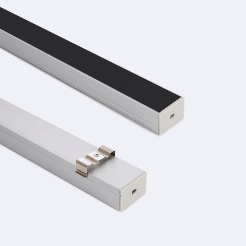 Bild von Aluminiumprofil Aufbau für LED Streifen bis 22 mm mit durchgehender Abdeckung