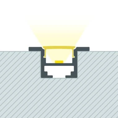 Profilé Aluminium Encastré avec Clips pour Rubans LED jusqu'à 12 mm