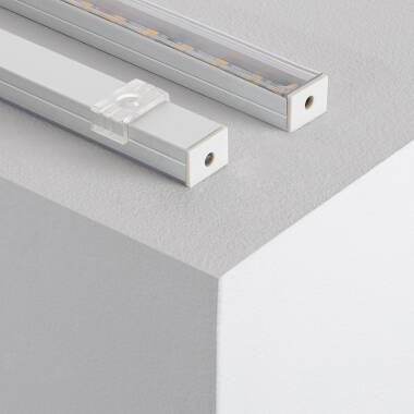 Aluminium profiel Opbouw met doorlopende afdekking voor LED strips tot 16 mm