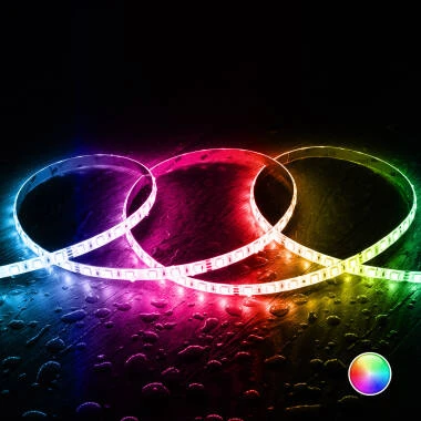 Ruban LED 24V RGB SMD 60 LED/m 5m 10W/m Largeur 10mm Coupe 10cm IP65