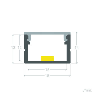 Immagine di Profilo Alluminio Superficie per Striscia LED fino a 15mm con Coperchio Continuo