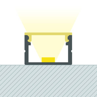 Profilé Aluminium en Saillie avec Capot Continu pour Ruban LED jusqu'à 15 mm