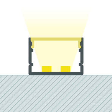 Profiel Aluminium  met doorlopende afdekking voor dubbele LED-strip tot 22 mm